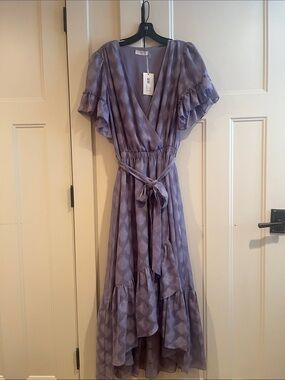 Ramy Brook Lavender High-Low Ruffle Wrap Dress